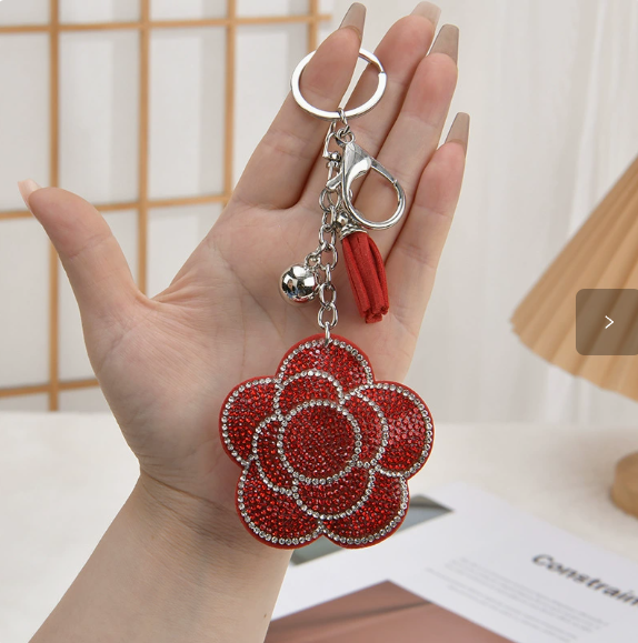 Flower Pendant Stitched diamond bow tie Keychain Tassel Rhinestone Hanging piece DIY Bag accessories Random Mix