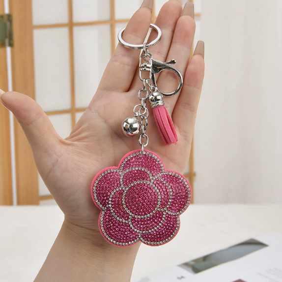 Flower Pendant Stitched diamond bow tie Keychain Tassel Rhinestone Hanging piece DIY Bag accessories Random Mix