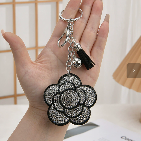 Flower Pendant Stitched diamond bow tie Keychain Tassel Rhinestone Hanging piece DIY Bag accessories Random Mix