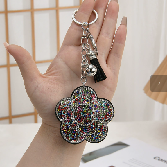 Flower Pendant Stitched diamond bow tie Keychain Tassel Rhinestone Hanging piece DIY Bag accessories Random Mix
