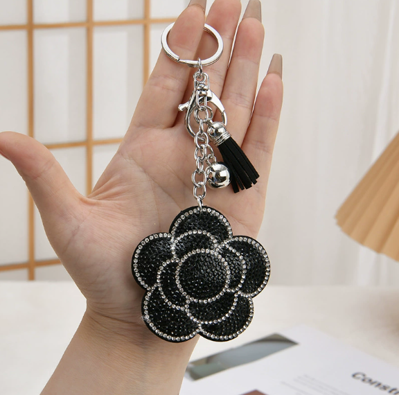 Flower Pendant Stitched diamond bow tie Keychain Tassel Rhinestone Hanging piece DIY Bag accessories Random Mix