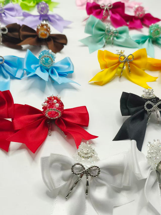 Beaded beadable textile bow Fancy Beads Sugar beads Crown Metal bow Random Mix