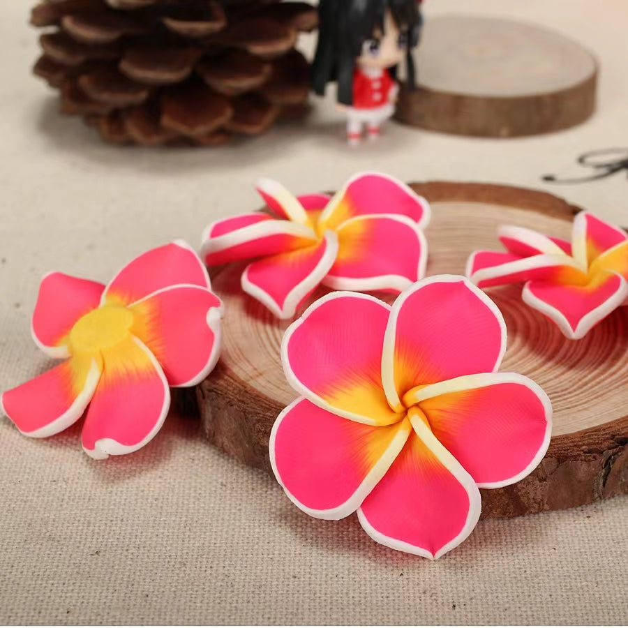 Multicolor colorful  Fancy Bead Polymer soft Clay Frangipani Flower Beads Series,35mm