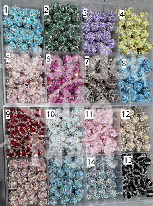 BOW Fancy Beads Rhinestone Double chain Square shape Mirror Pearl gasket spacer Beads 18mm Random Mix