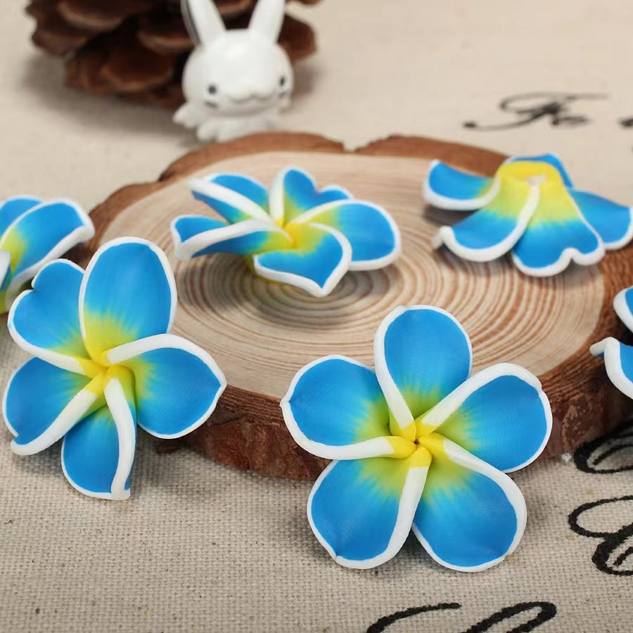 Multicolor colorful  Fancy Bead Polymer soft Clay Frangipani Flower Beads Series,35mm