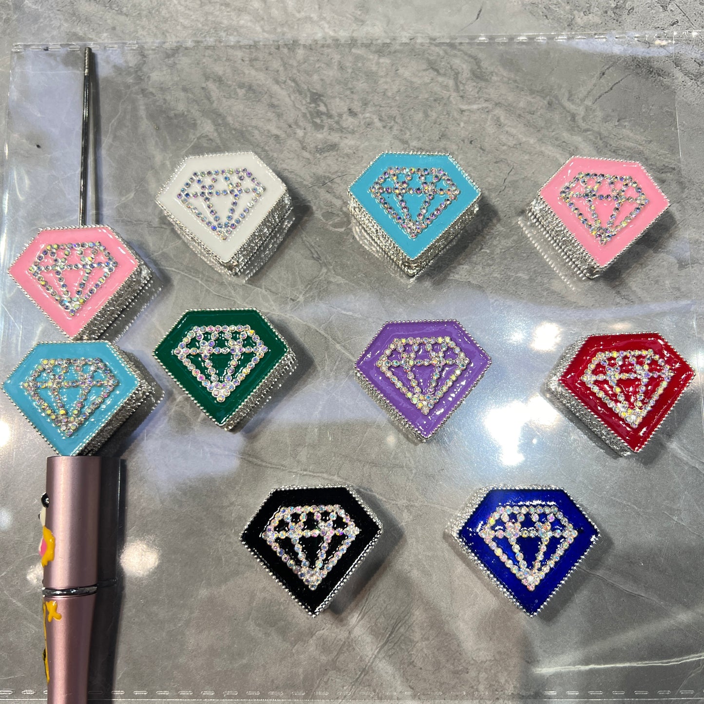 Metal beads Diamond shape Diamond alloy beads Rhinestone Random Mix