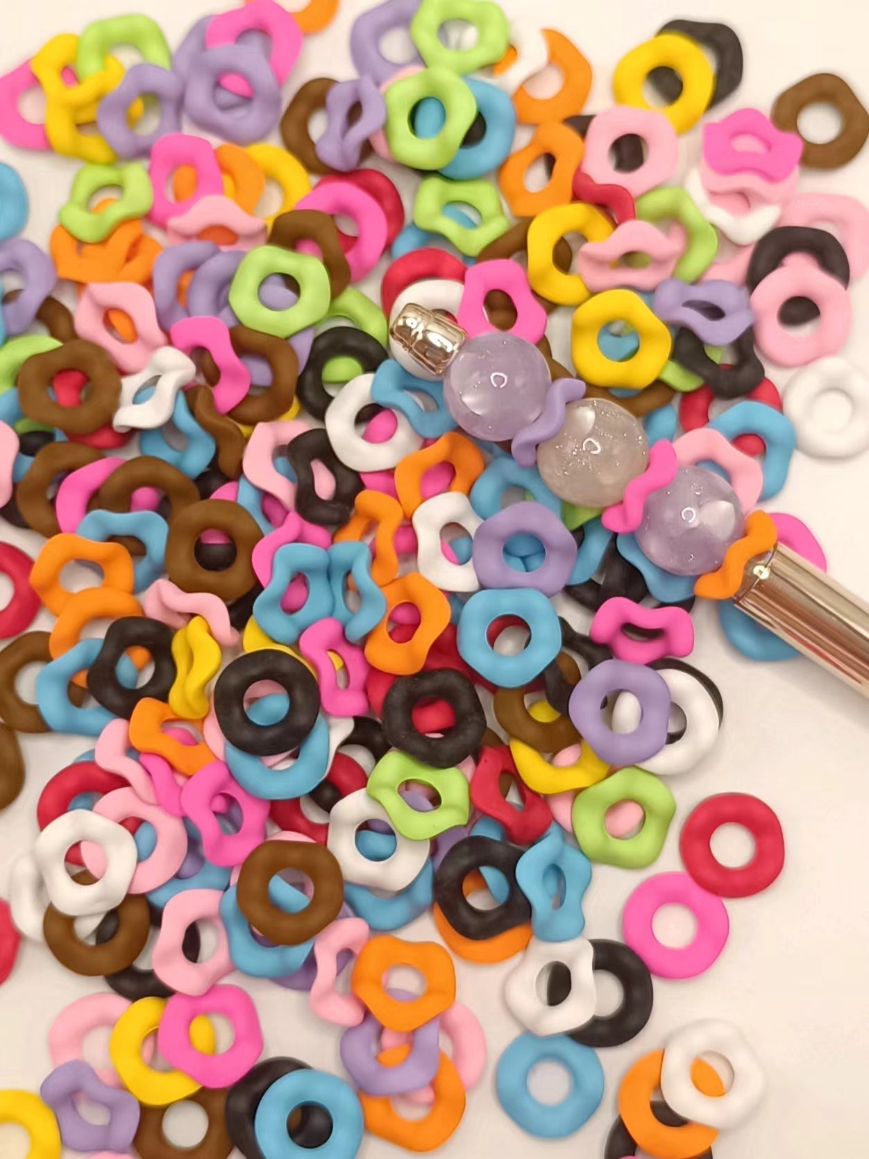 Matt Frosted Wave Shape Acrylic Spacer Beads And  Solid Color,Random Mix,15mm