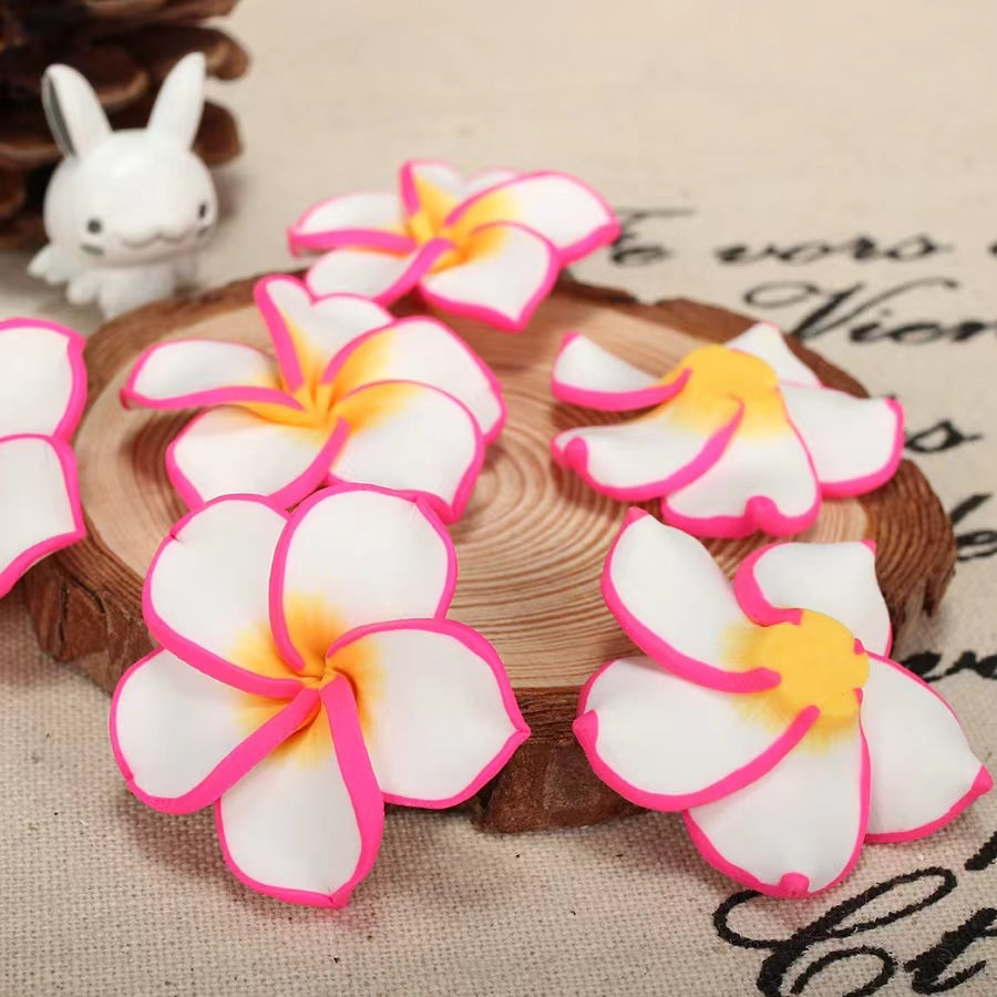 Multicolor colorful  Fancy Bead Polymer soft Clay Frangipani Flower Beads Series,35mm