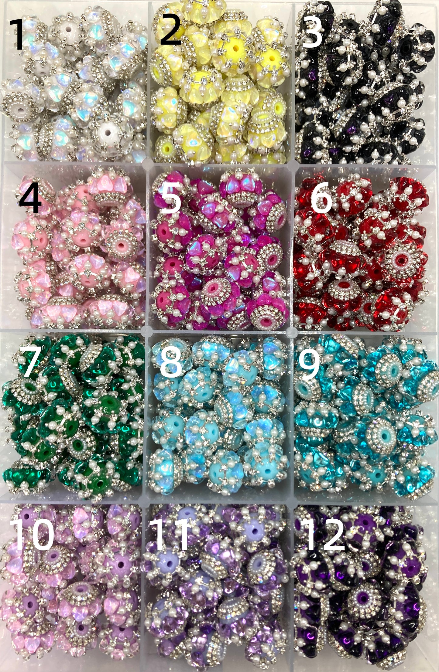 Fancy Beads Acrylic heart beads Pearl chain Pearl water-drawing chain Pearl gasket beads Random Mix
