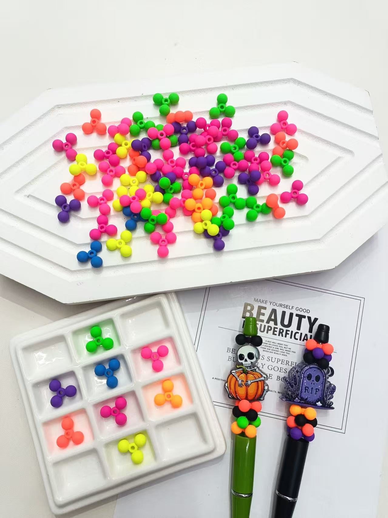 Acrylic Bubble-spaced beads spacers Neon color