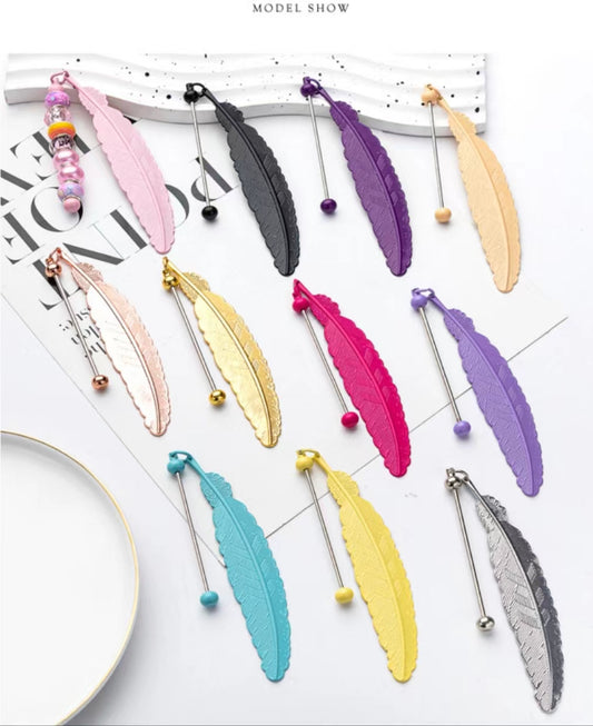 Feather Metal Shaped Beadable Bookmark Beaded Book Mark