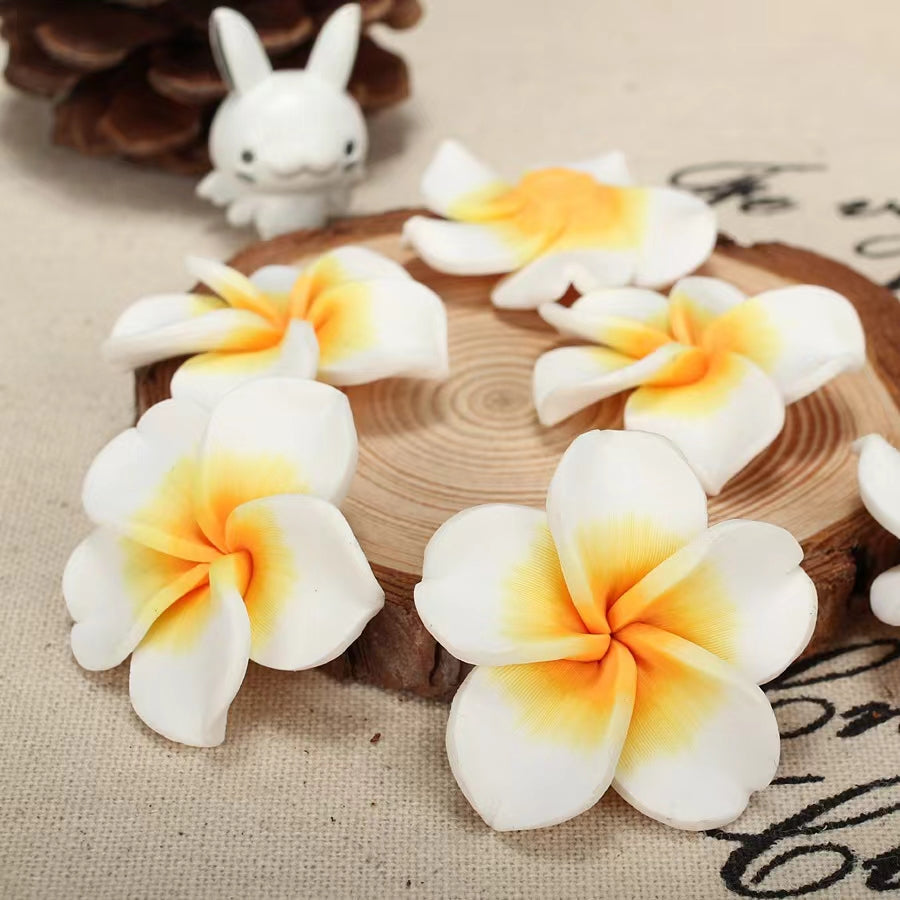 Multicolor colorful  Fancy Bead Polymer soft Clay Frangipani Flower Beads Series,35mm