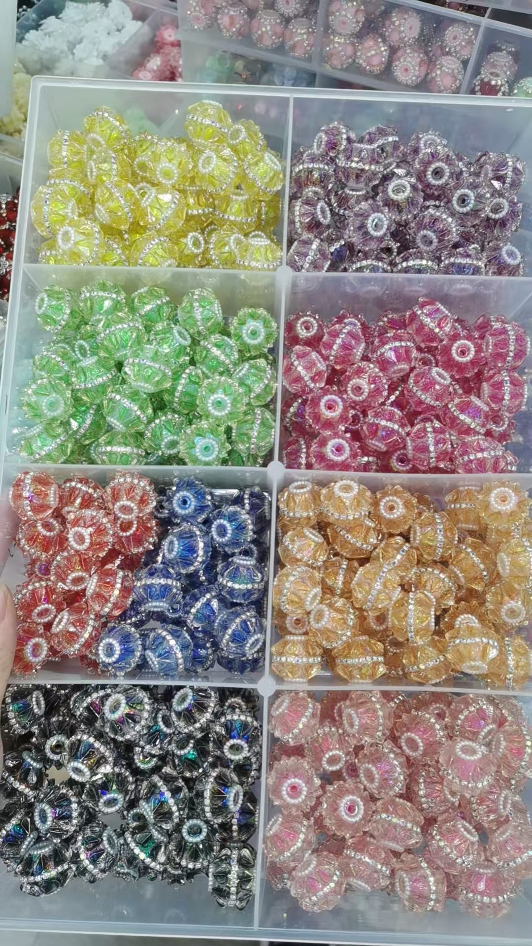 beaded beadable fancy beads Colored translucent heart acrylic beads Sheet material and pearl gasket Random Mix