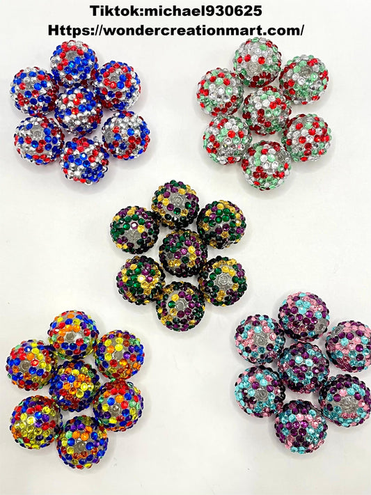 Rhinestones Bead Multi-colored Rhinestones with Clear Acrylic Beads,Random Mix,20mm (optional Color)