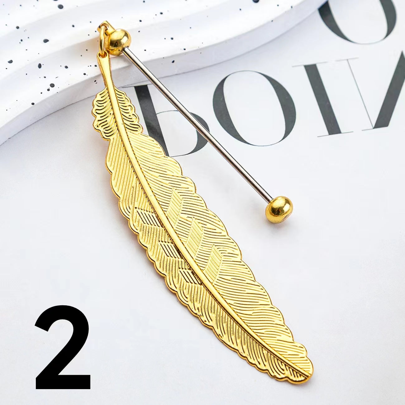 Feather Metal Shaped Beadable Bookmark Beaded Book Mark