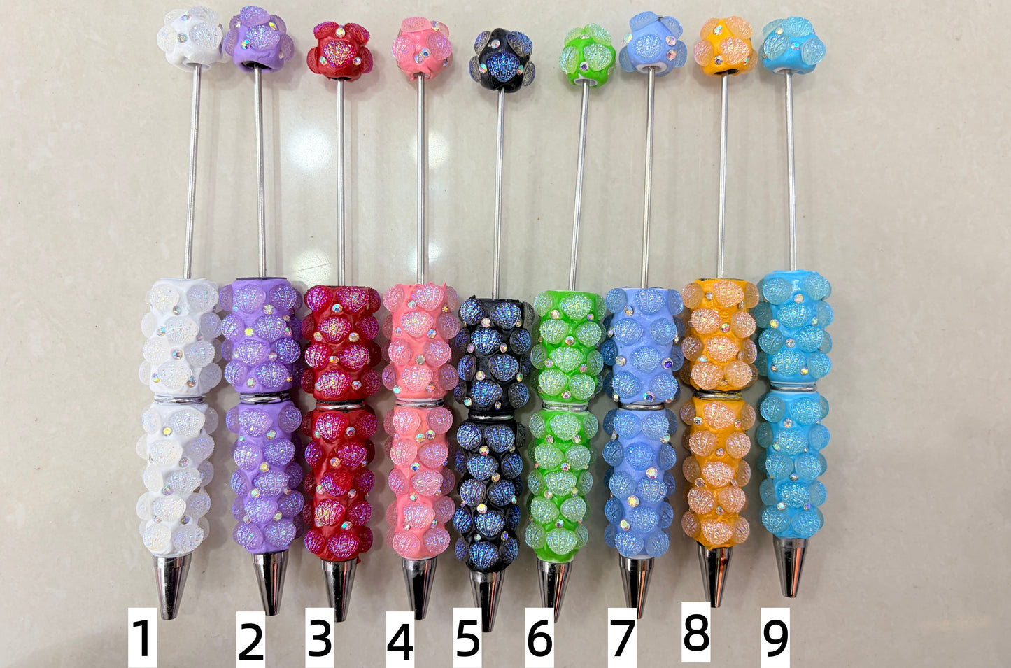 Clay bead stringing pen glitter seashell sea shell Rhinestone Random Mix