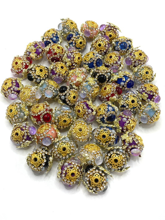 Fancy Beads Metal bow-shaped beads Golden and silver colors Rhinestone Chain Bubble Pearl Gold Spacer Beads