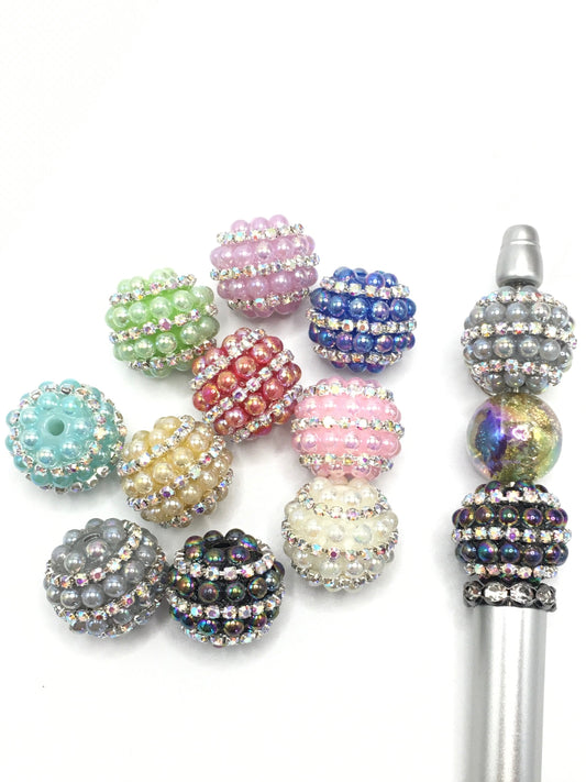 Pearl Bead Fancy Pearl Bead Pearl Acrylic Beads And AB Color Rhinestone ,Random Mix,19mm