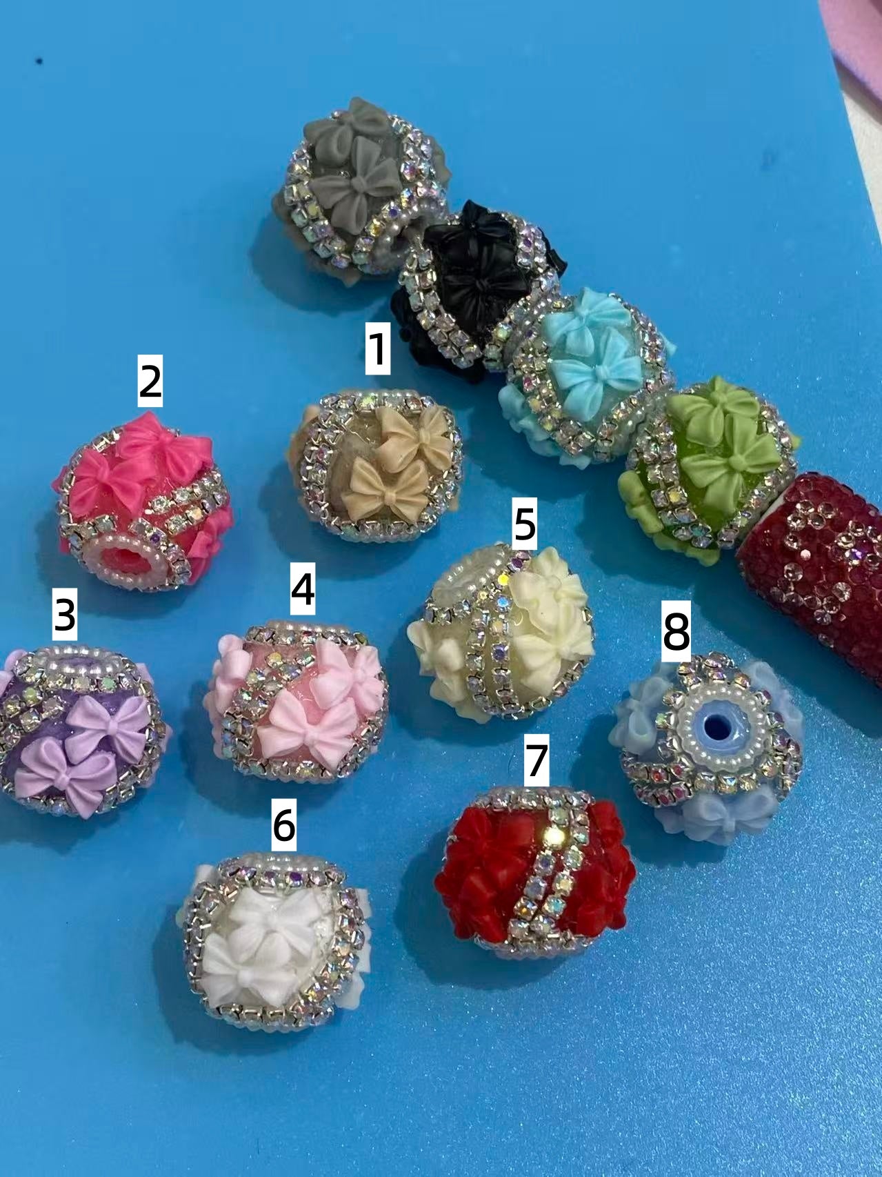 Fancy Beads Fuzzy Heart Rhinestone Chain Pearl gasket spacers Acrylic beads 18mm Random Mix