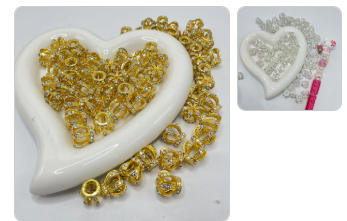 Crown bead with rhinestone hollow out bead fancy bead