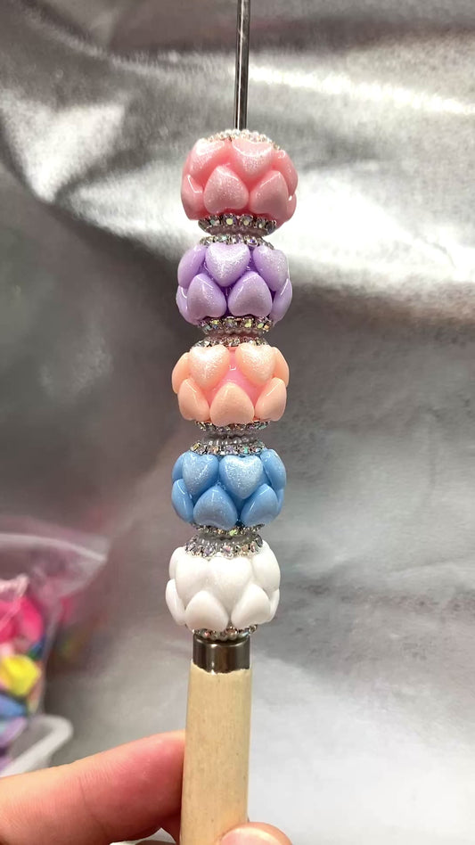 Heart glitter Beads Chain Pearl gasket Acrylic heart beads Random Mix