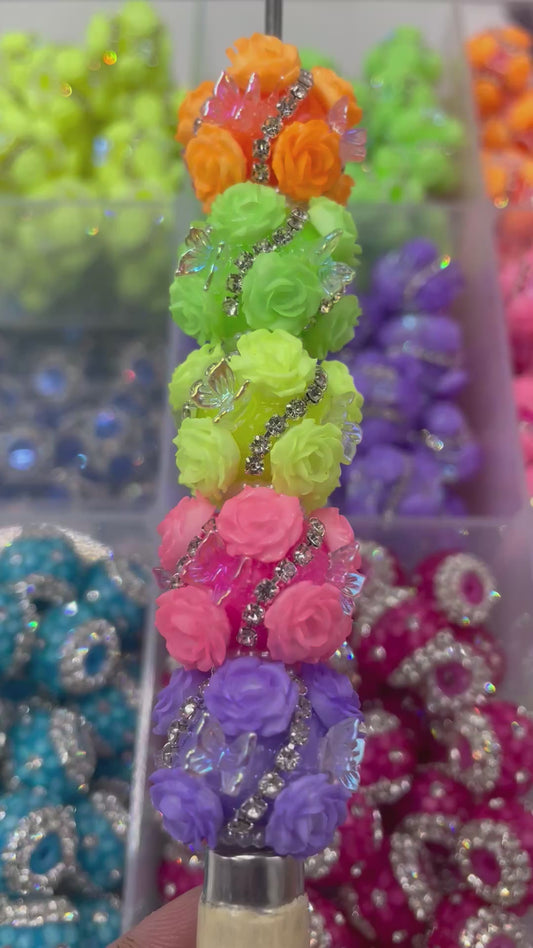 Neon beads flower beads with butterfly fancy beads