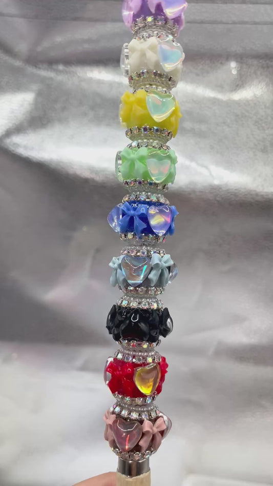 bow with heart fancy bead pearl chain Pearl gasket random mixed 19mm