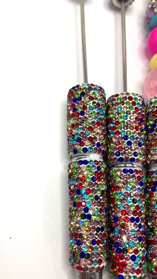DIY Clay pen Colored rhinestones Rainbow color scheme Neon color scheme AB