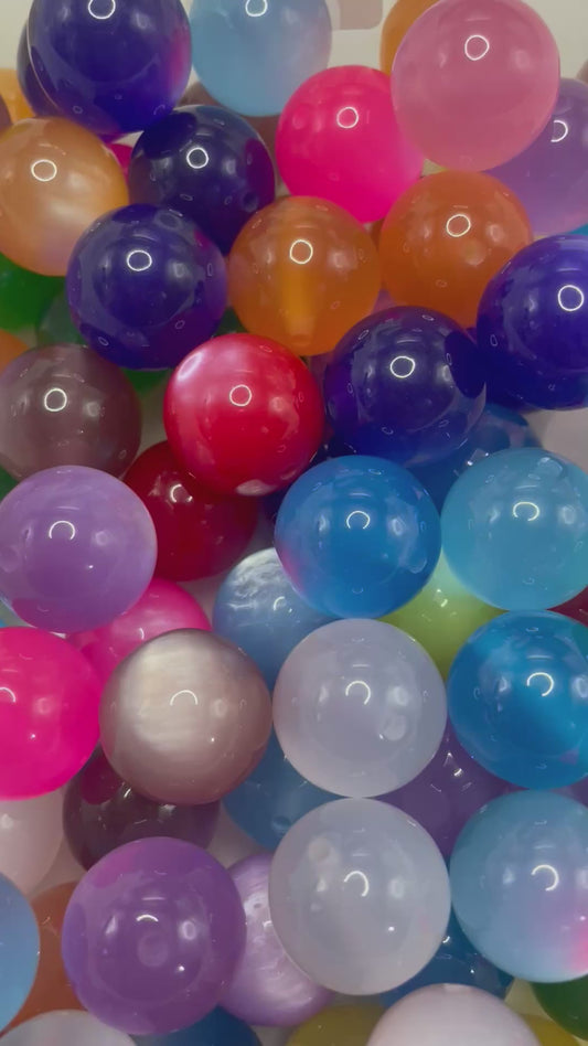 20mm shiny glossy galaxy cat eye acrylic beads ,colored,random mix