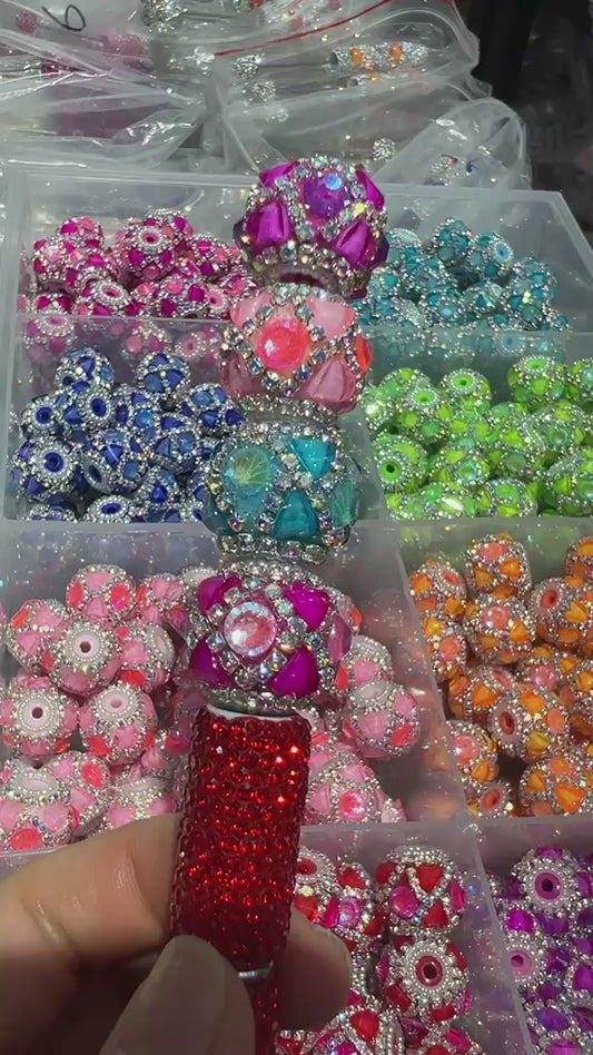 Bubble rhinestone with double layers heart fancy beads