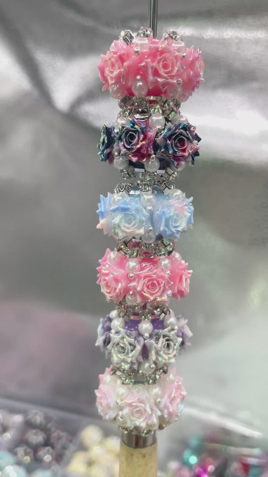 Flower beads Pearl chain Bubble Rose flower Rhinestone Pendant Random Mix 20mm