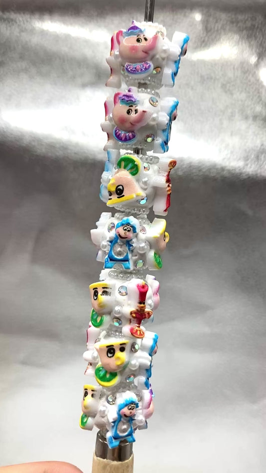 Cute cartoon clay beads Anime characters Candle Magic Lamp Beauty and the Beast Beads