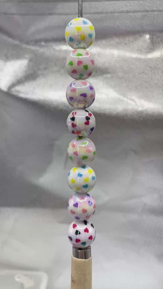 Colored acrylic beads A little bit of Heart Colored heart spots acrylic 16mm