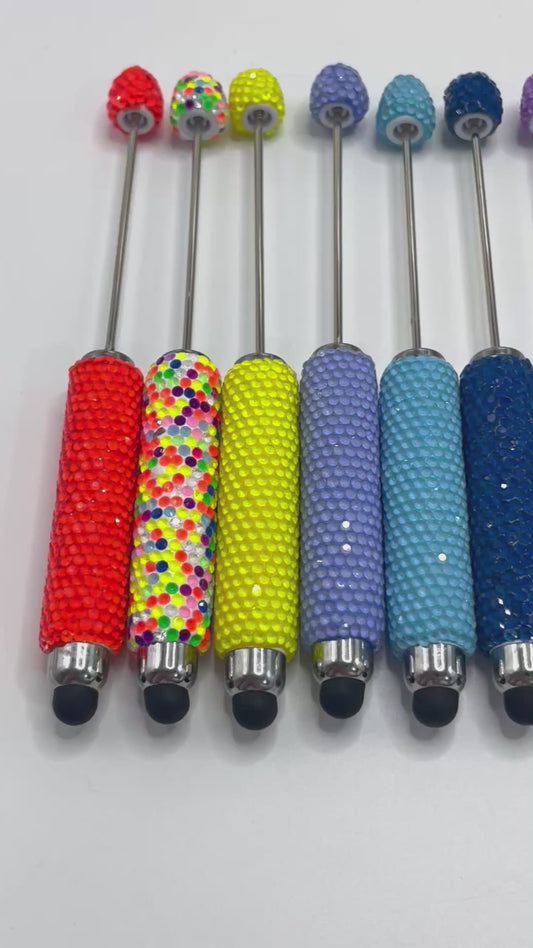 beaded beadable  clay pen Clay and rhinestones Ballpoint pen stylus Point pen jelly rhinestone penRandom Mix （writable）