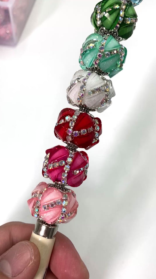 Fancy Beads lantern Pumpkin beads rhinestone Chain beads with metal bead cap flower gasket Beads Random Mix