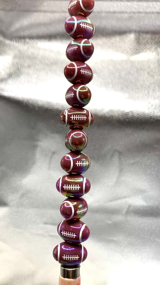 Acrylic beads Rugby UV brown, rugby ball, pearl 18mm