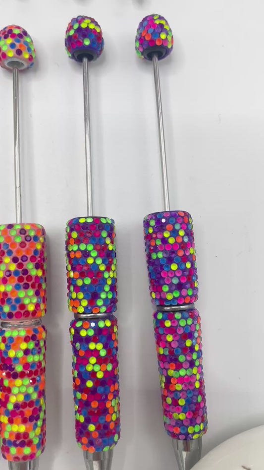 #1-#41beaded beadable jelly rhinestone neon colors Clay pen neon pen Neon color Rhinestone DIY Colorful Clay Writing Tools Random Mix