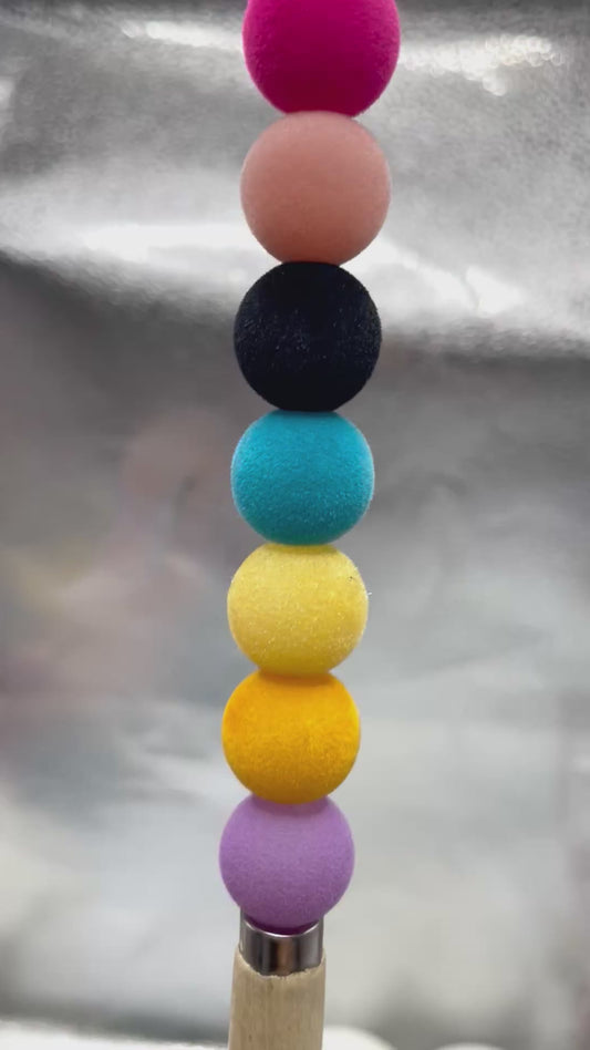 Flock bead flocking Colored flocked beads Fuzzy bead 16mm Random Mix