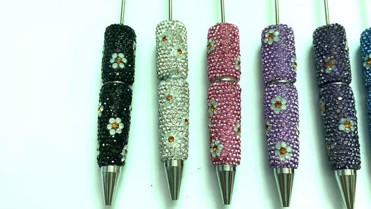 daisy Flower  clay flower Bead rhinestone pen Floral inlay rhinestone Chroma Random Mix