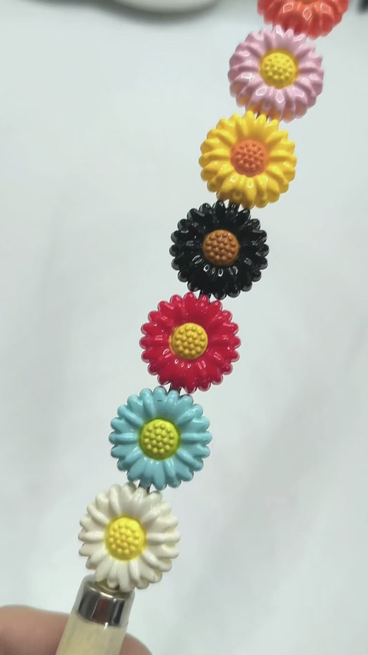 Acrylic beads Daisy Sunflower Chrysanthemum DIY Bead Stringing 20mm Random Mix