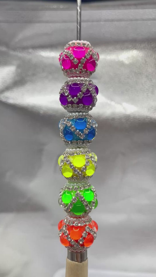 neon bead bubble bead with silver rhinestone chain fancy beads Random Mix