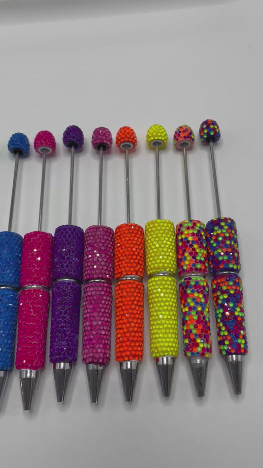 beaded beadable jelly rhinestone neon colors Clay pen Neon color Rhinestone DIY Colorful Clay Writing Tools Random Mix