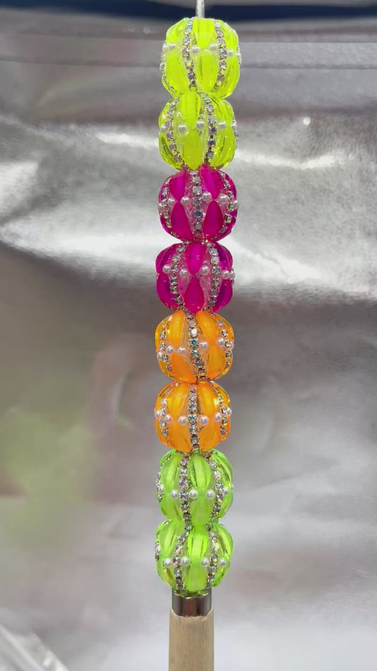 Fancy Beads Neon Color Series Pumpkin beads Double-layered chain beads 18mm Random Mix
