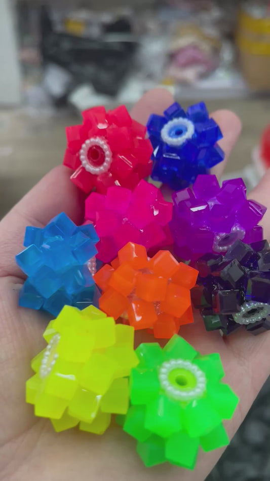 DIY craft with beaded beadable acrylic neon beads ornaments with pearl,random mix