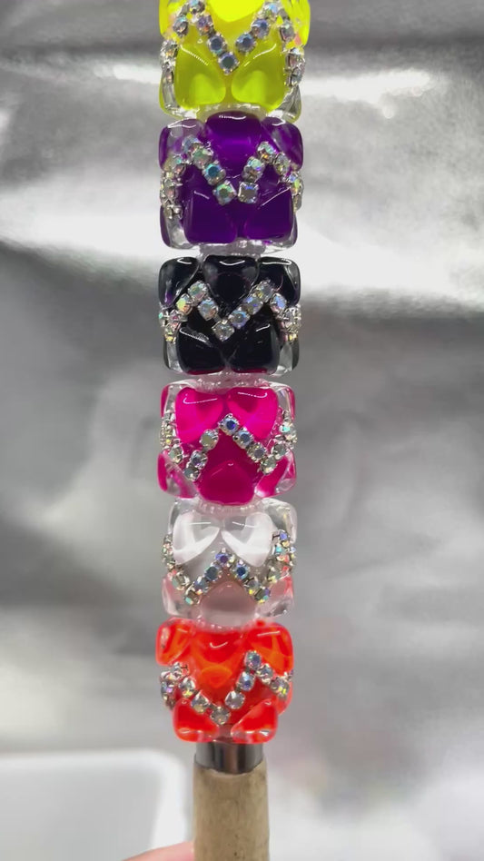 Neon bead heart beads zig chain fancy beadv Random Mix