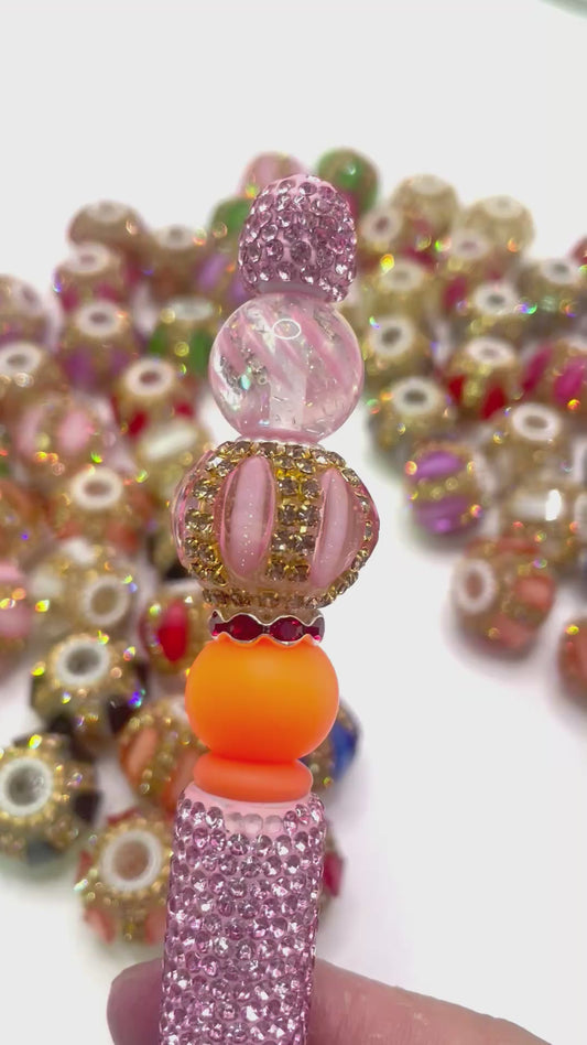 Pumpkin beads Golden Chain Pearl gasket Acrylic pumpkin Double chain beads Random Mix 20mm
