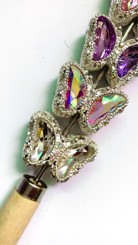 Metal Butterfly Shaped and Multicolor Crystal Alloy Bead, mirror color Random Mix,28mm