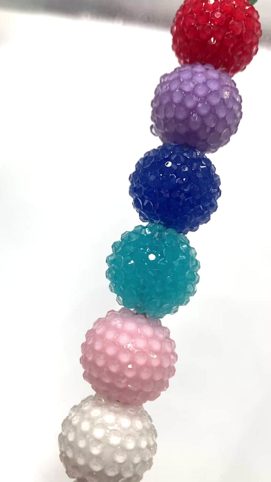 Jelly Bead Clear Rhinestones and Colorful Acrylic Beads,Random Mix,20mm