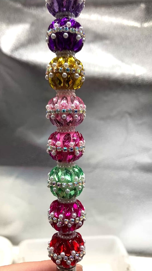 Fancy Beads mirror Rhombic glass Silver chain Pearl bubbles Pearl gasket Random Mix 19mm