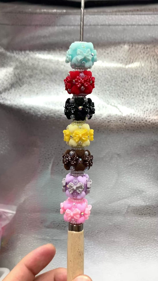 Heart Pearl gasket Sanded fuzzy flocked  Heart Bubble Acrylic heart beads bow beads Random Mix